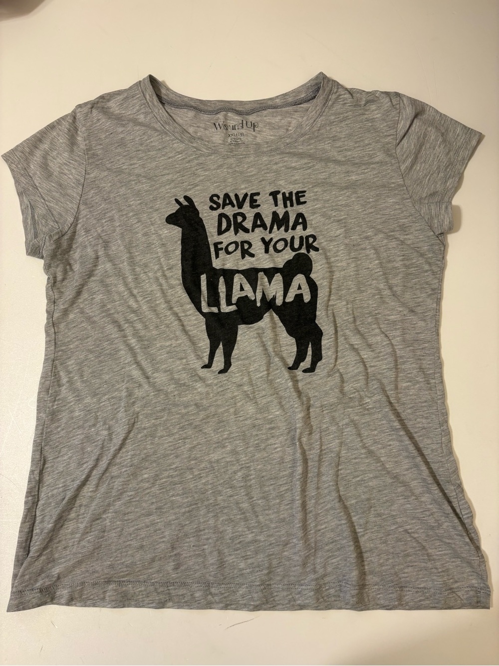 Wound Up Gray Tee with Black Llama Graphic